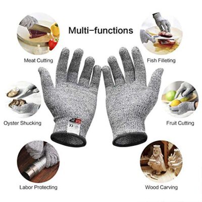 FORTEM Cut Resistant Gloves, 4 Gloves, Level 5 Protection Cutting Gloves  For Oyster Shucking, Kitchen Work Gloves for Chefs, Food Grade, EN388  Certified (Medium) 